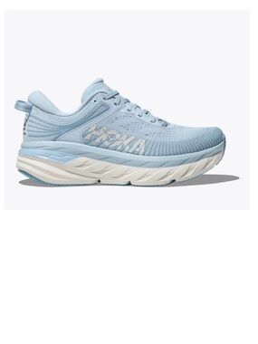 HOKA Women's Bondi 7 Cushioned Road Running Shoe in Pale Blue